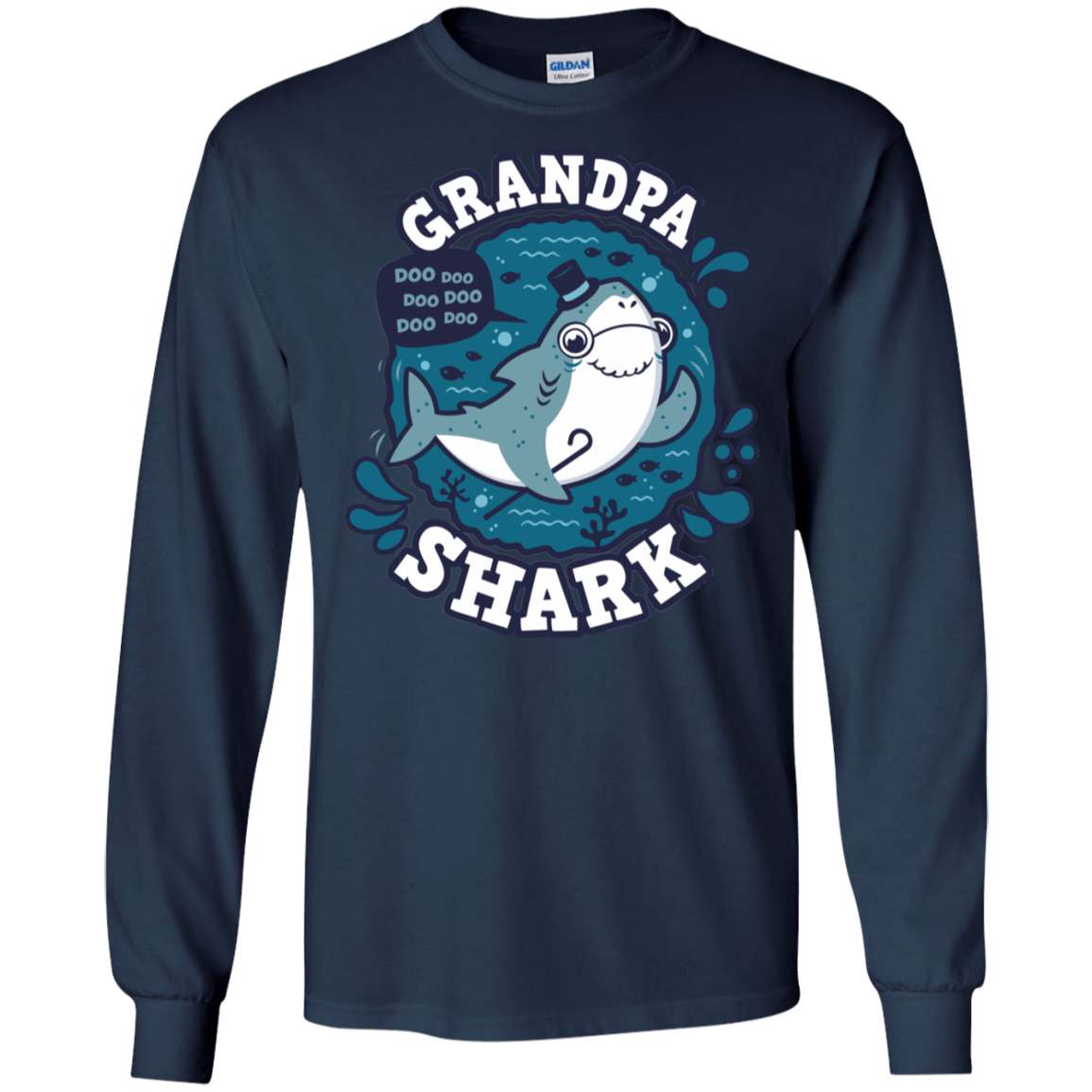 T-Shirts Navy / S Shark Family trazo - Grandpa Men's Long Sleeve T-Shirt