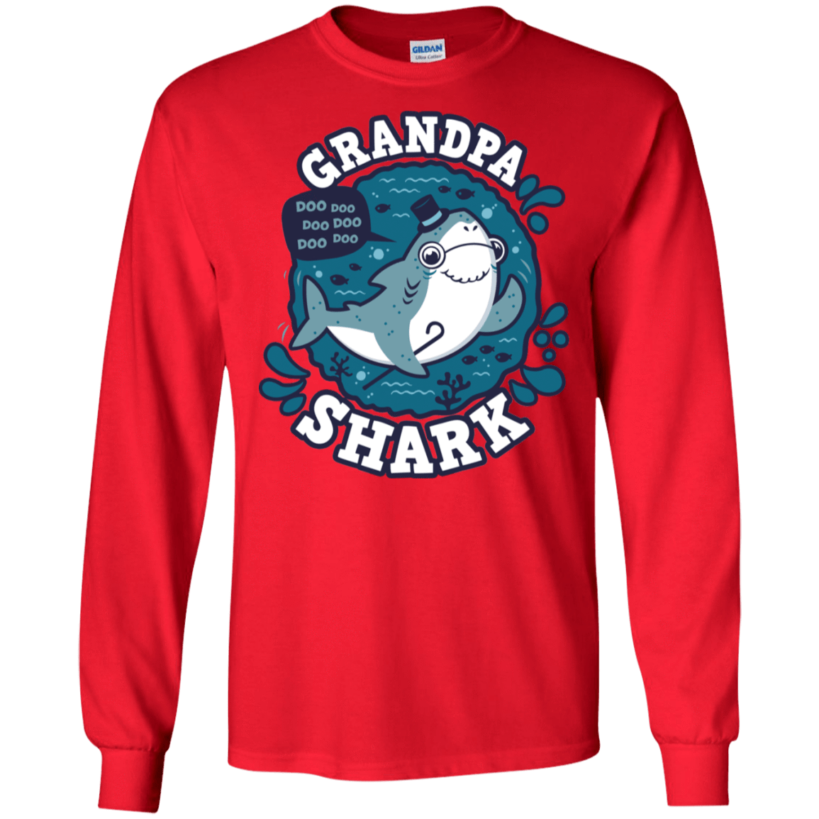 T-Shirts Red / S Shark Family trazo - Grandpa Men's Long Sleeve T-Shirt