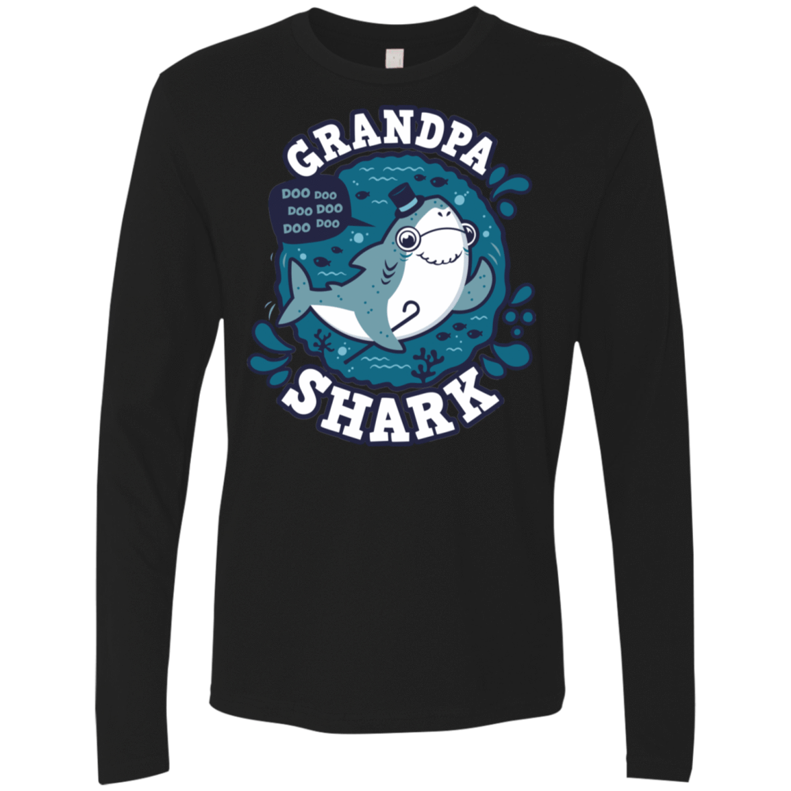 T-Shirts Black / S Shark Family trazo - Grandpa Men's Premium Long Sleeve