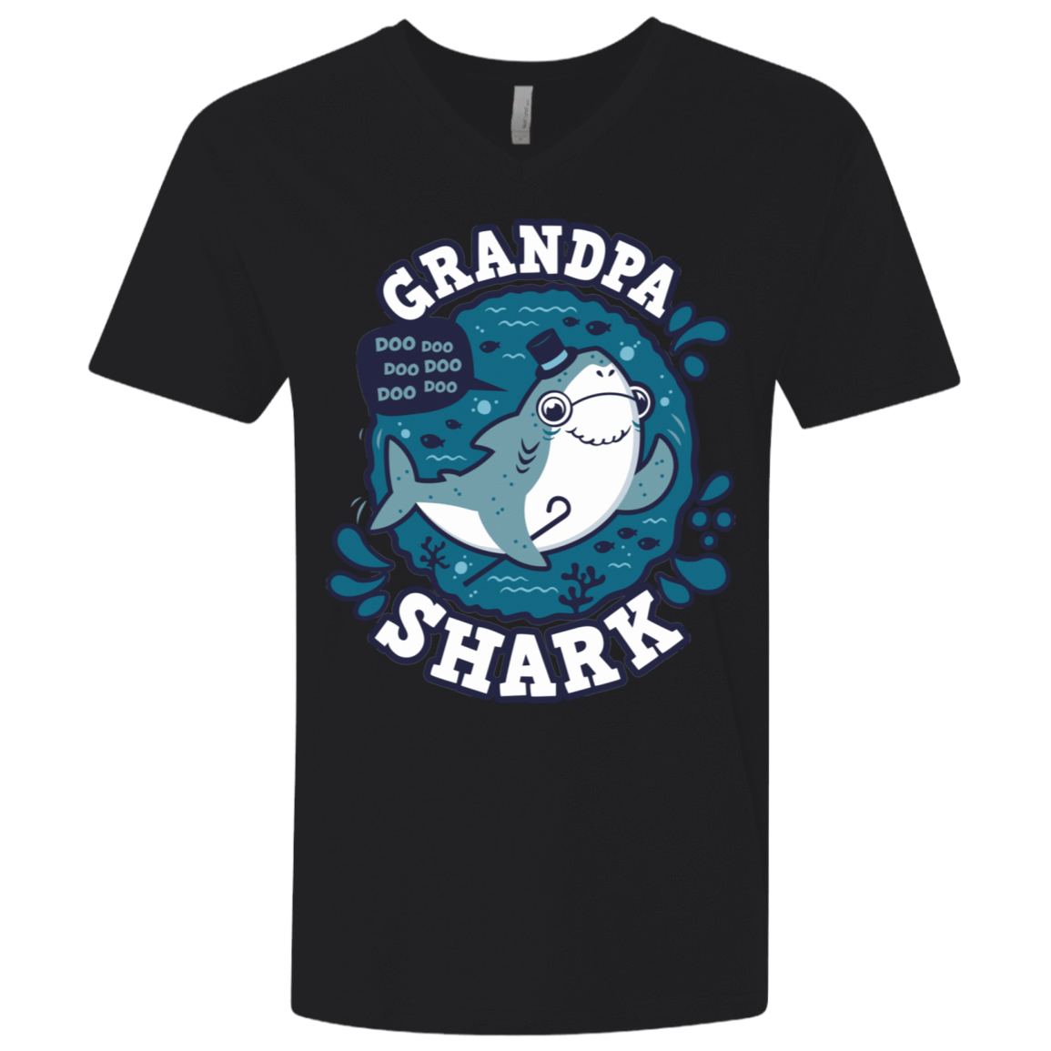 T-Shirts Black / X-Small Shark Family trazo - Grandpa Men's Premium V-Neck