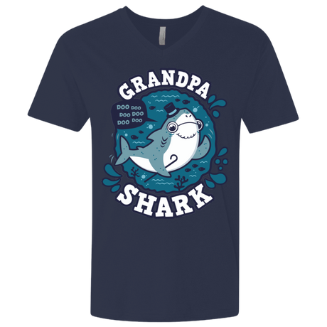 T-Shirts Midnight Navy / X-Small Shark Family trazo - Grandpa Men's Premium V-Neck