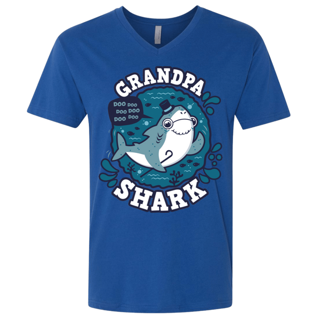 T-Shirts Royal / X-Small Shark Family trazo - Grandpa Men's Premium V-Neck
