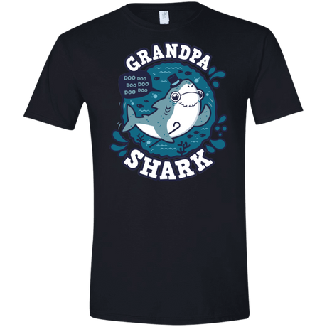 T-Shirts Black / X-Small Shark Family trazo - Grandpa Men's Semi-Fitted Softstyle