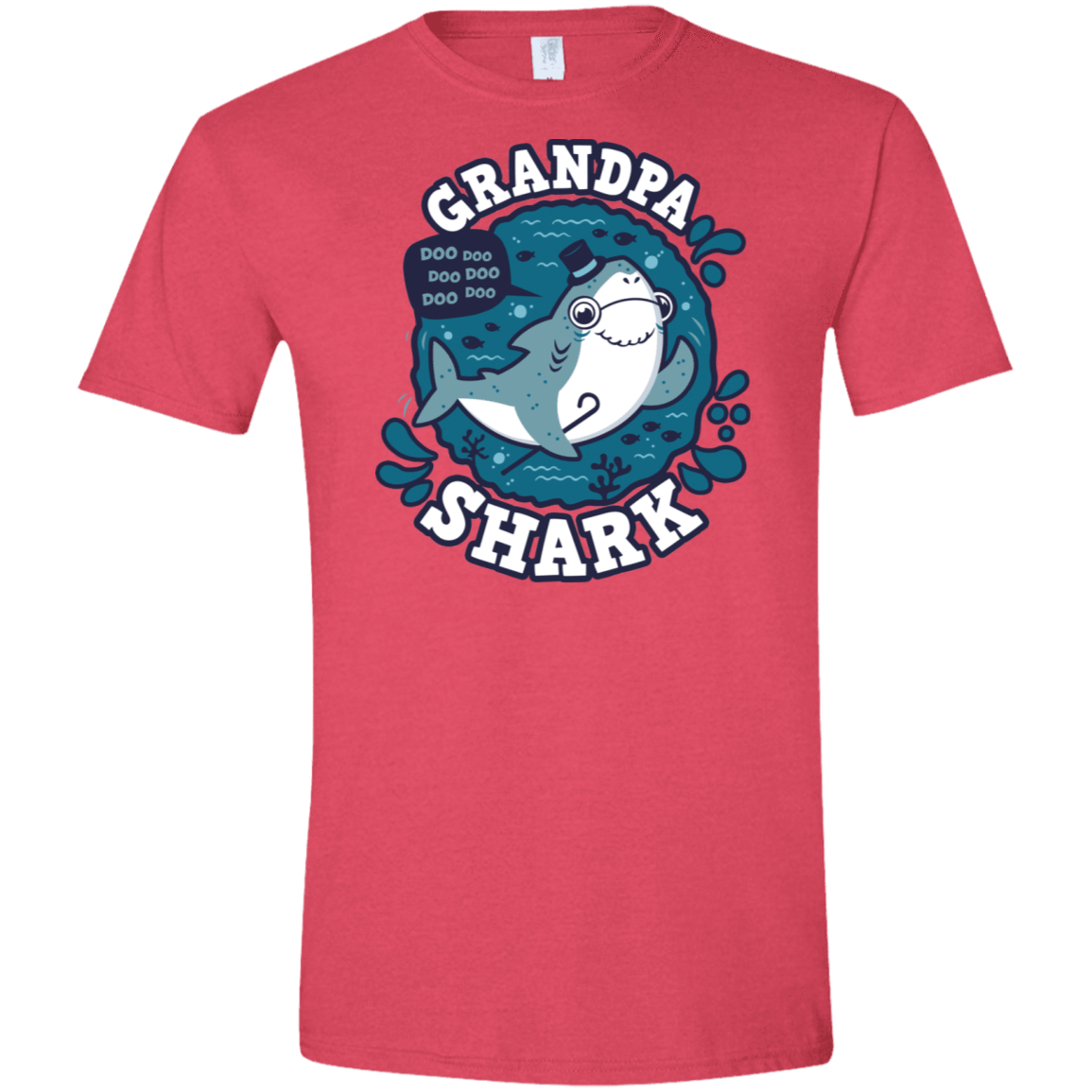 T-Shirts Heather Red / S Shark Family trazo - Grandpa Men's Semi-Fitted Softstyle