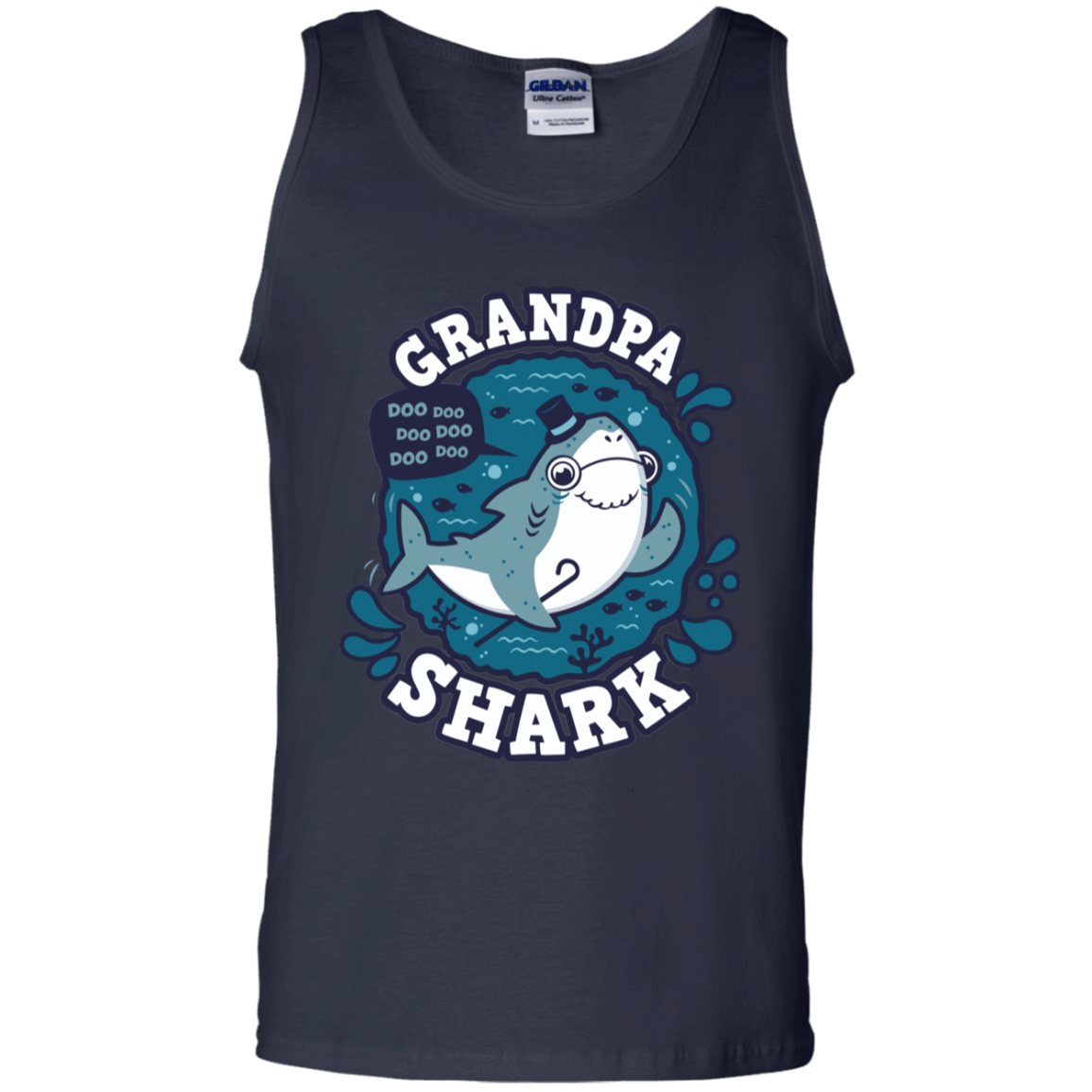 T-Shirts Navy / S Shark Family trazo - Grandpa Men's Tank Top