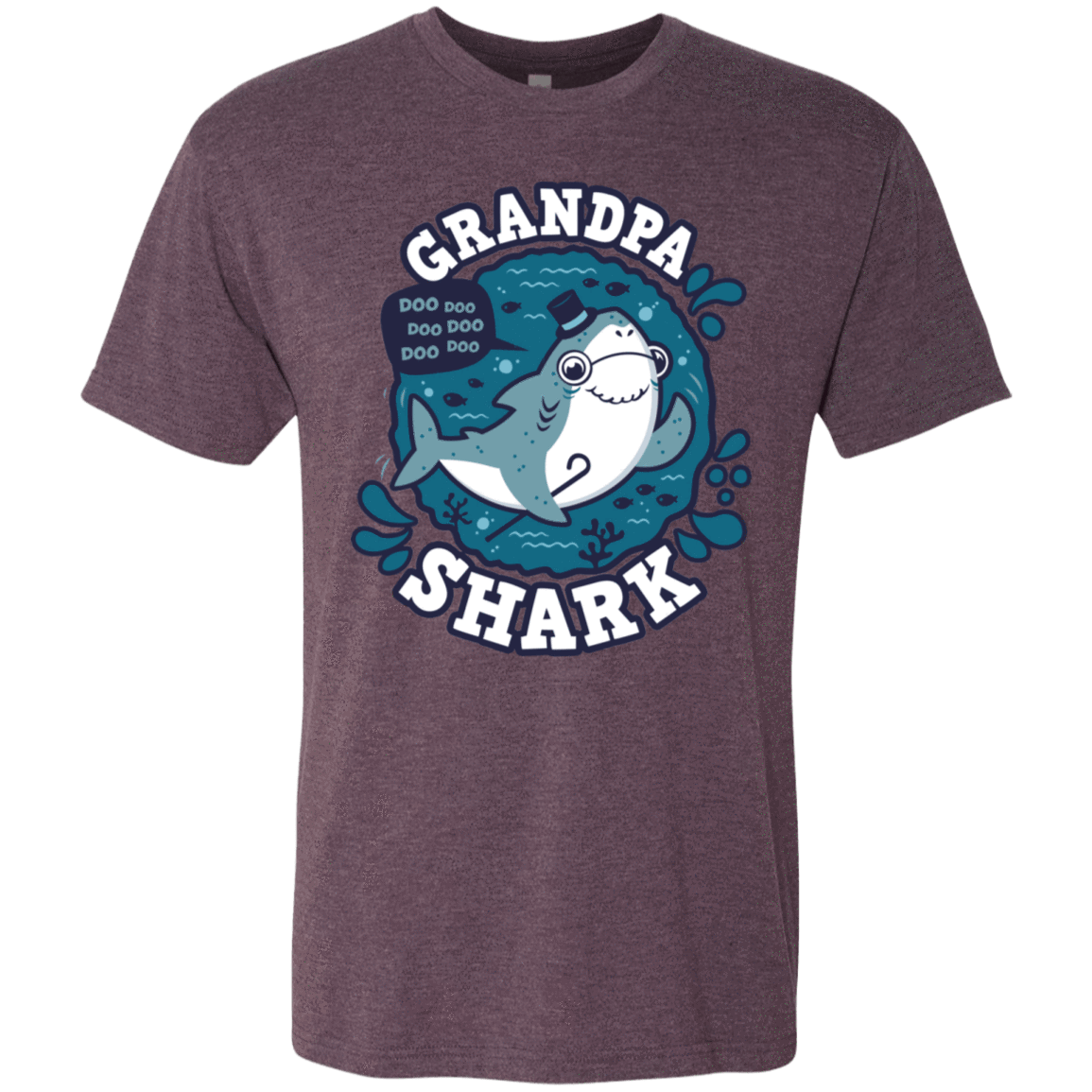 T-Shirts Vintage Purple / S Shark Family trazo - Grandpa Men's Triblend T-Shirt