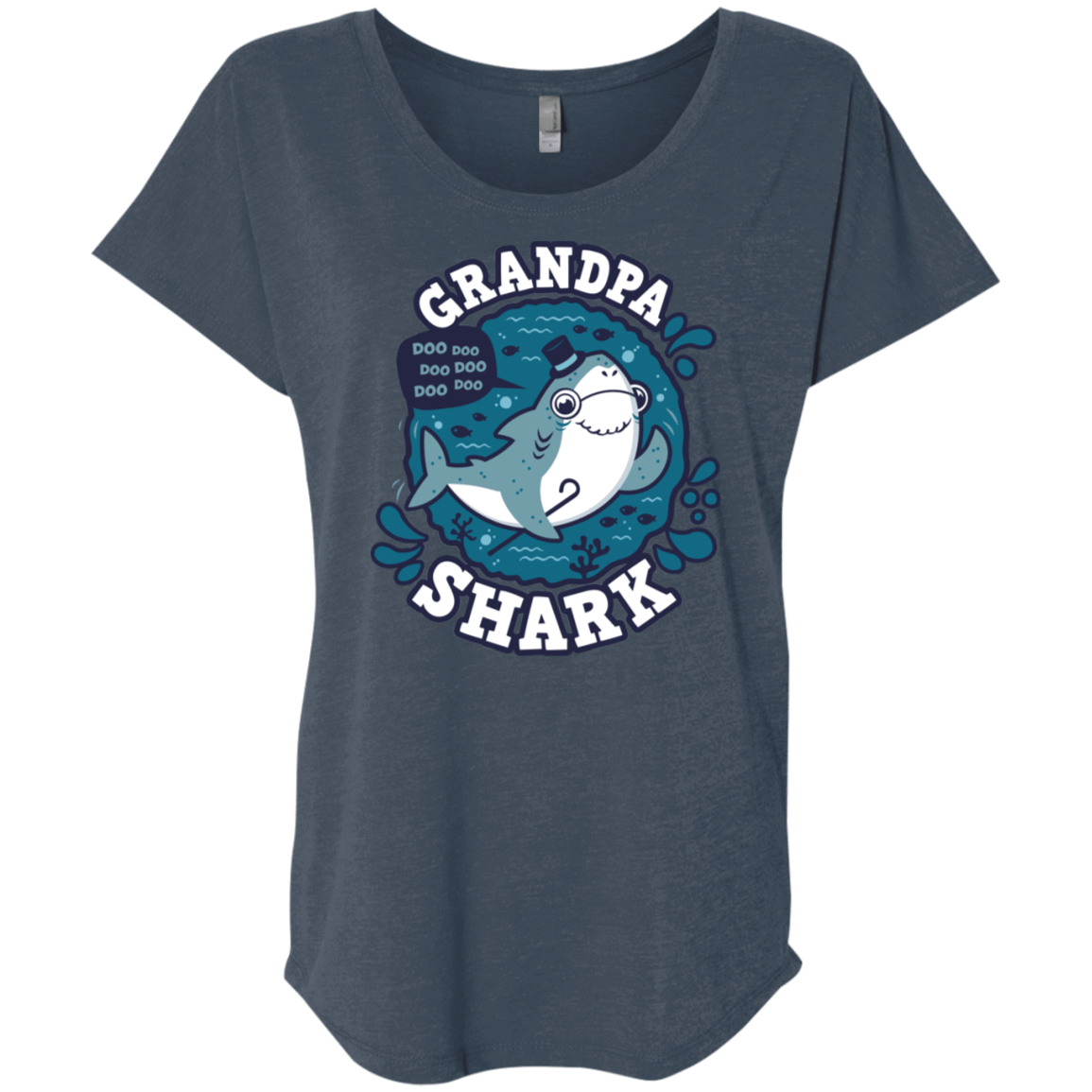 T-Shirts Indigo / X-Small Shark Family trazo - Grandpa Triblend Dolman Sleeve