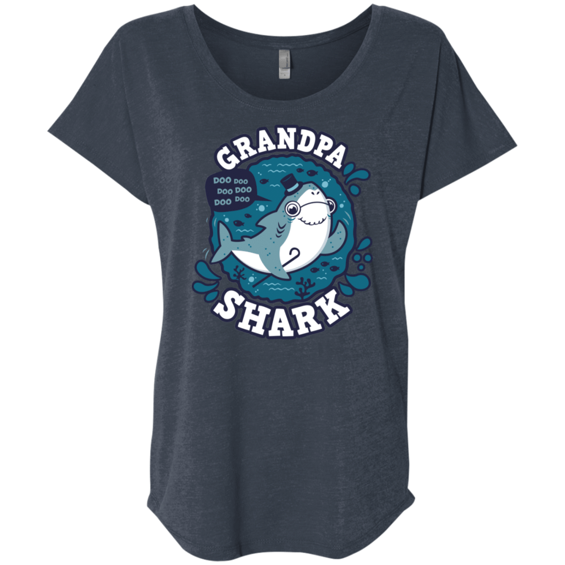 T-Shirts Vintage Navy / X-Small Shark Family trazo - Grandpa Triblend Dolman Sleeve
