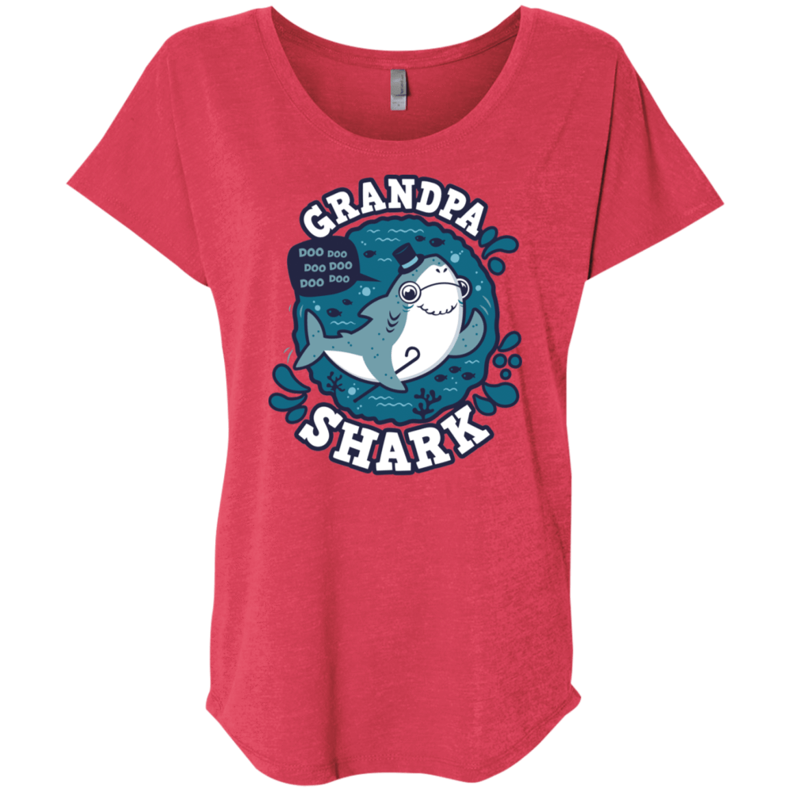 T-Shirts Vintage Red / X-Small Shark Family trazo - Grandpa Triblend Dolman Sleeve
