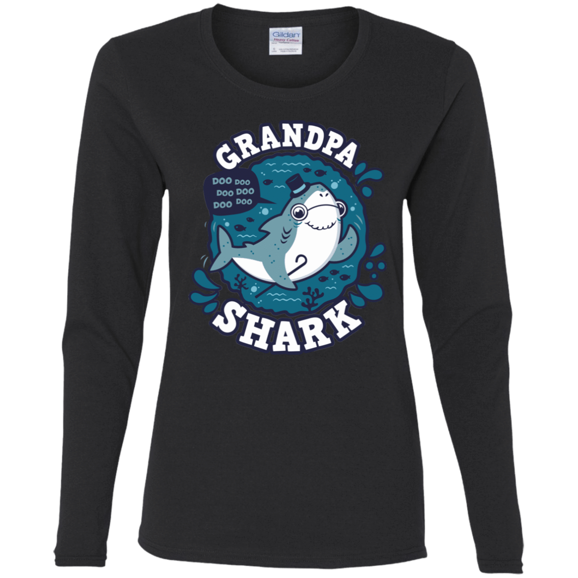 T-Shirts Black / S Shark Family trazo - Grandpa Women's Long Sleeve T-Shirt