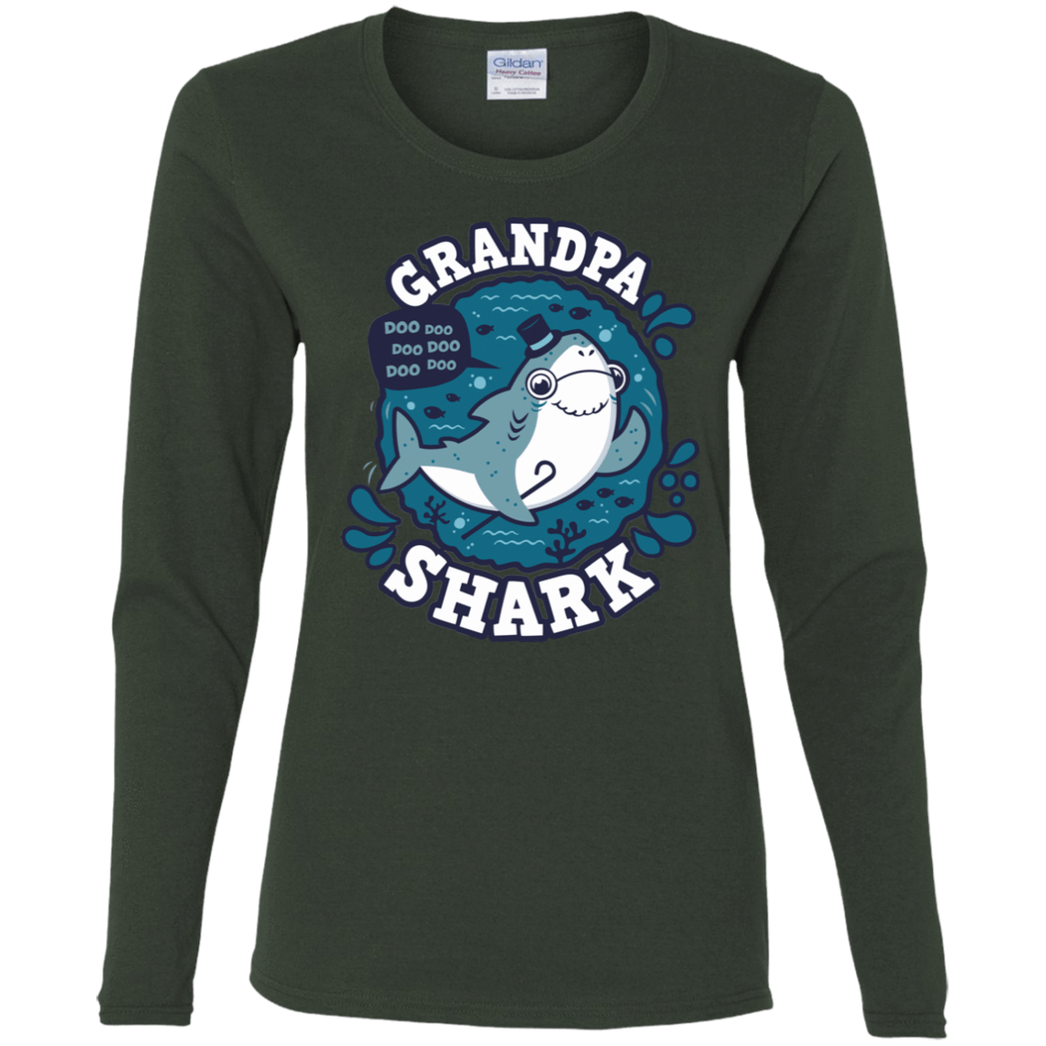 T-Shirts Forest / S Shark Family trazo - Grandpa Women's Long Sleeve T-Shirt