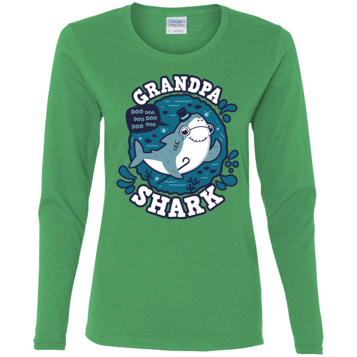 T-Shirts Irish Green / S Shark Family trazo - Grandpa Women's Long Sleeve T-Shirt