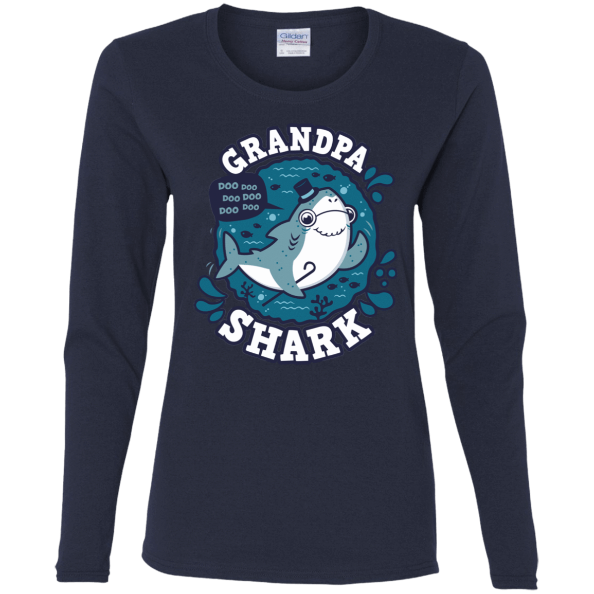 T-Shirts Navy / S Shark Family trazo - Grandpa Women's Long Sleeve T-Shirt