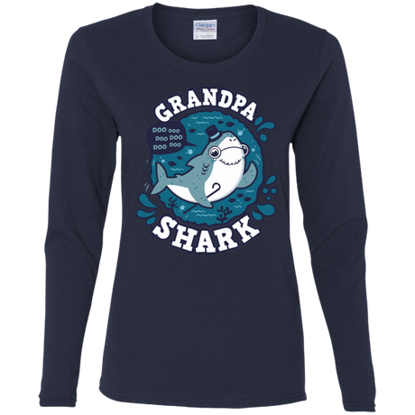 T-Shirts Navy / S Shark Family trazo - Grandpa Women's Long Sleeve T-Shirt