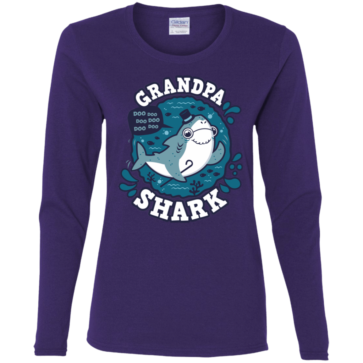 T-Shirts Purple / S Shark Family trazo - Grandpa Women's Long Sleeve T-Shirt