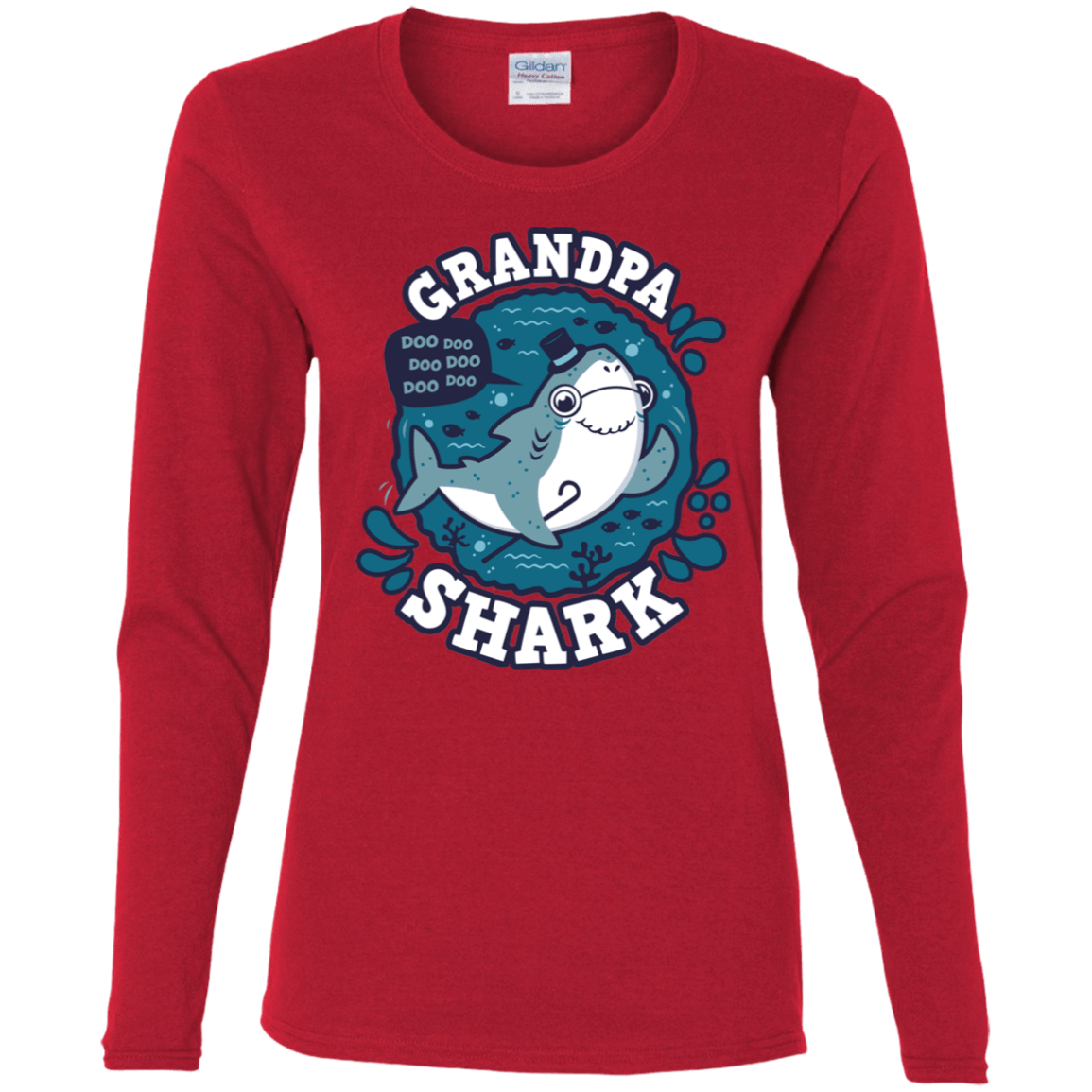 T-Shirts Red / S Shark Family trazo - Grandpa Women's Long Sleeve T-Shirt