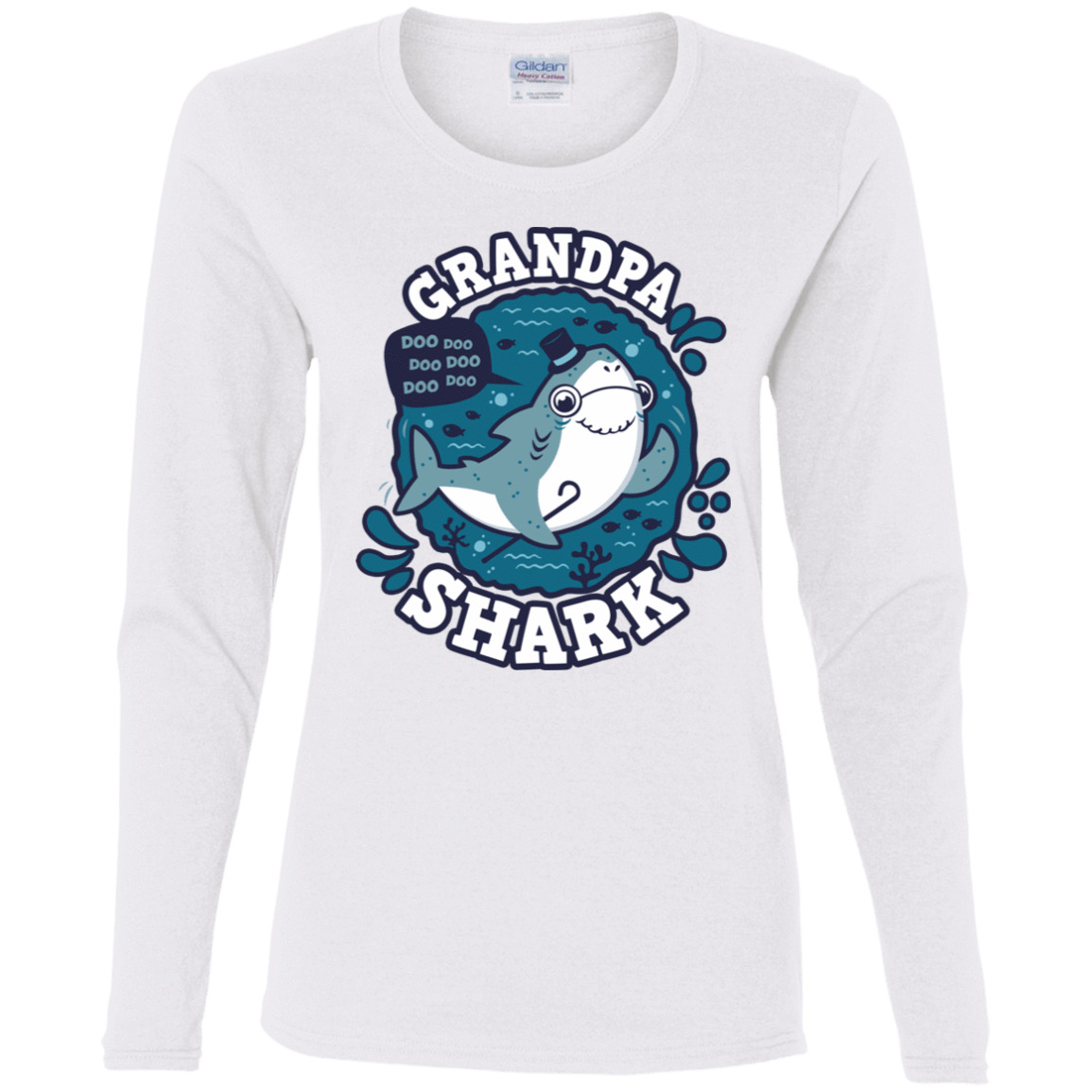 T-Shirts White / S Shark Family trazo - Grandpa Women's Long Sleeve T-Shirt