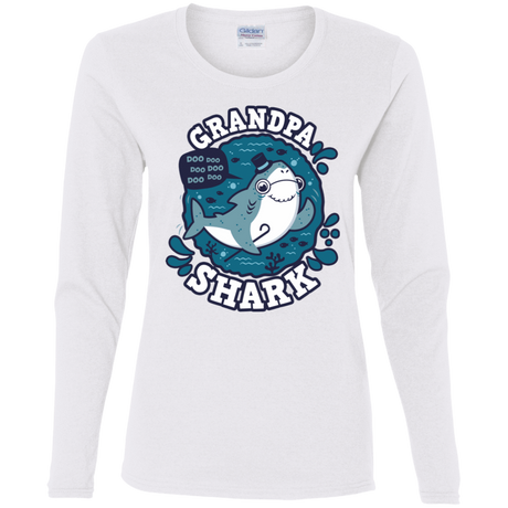 T-Shirts White / S Shark Family trazo - Grandpa Women's Long Sleeve T-Shirt