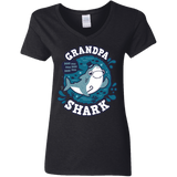 T-Shirts Black / S Shark Family trazo - Grandpa Women's V-Neck T-Shirt