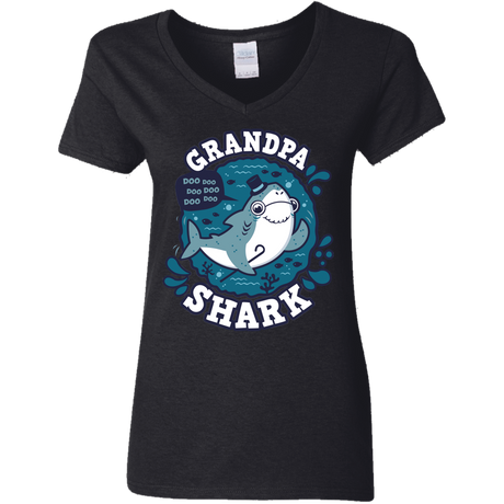 T-Shirts Black / S Shark Family trazo - Grandpa Women's V-Neck T-Shirt