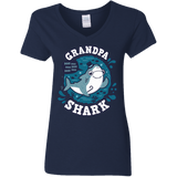 T-Shirts Navy / S Shark Family trazo - Grandpa Women's V-Neck T-Shirt