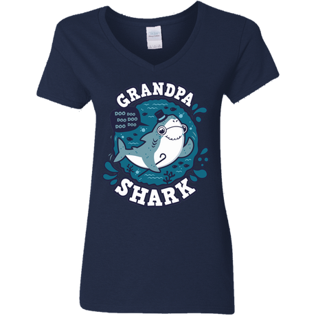 T-Shirts Navy / S Shark Family trazo - Grandpa Women's V-Neck T-Shirt