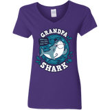 T-Shirts Purple / S Shark Family trazo - Grandpa Women's V-Neck T-Shirt