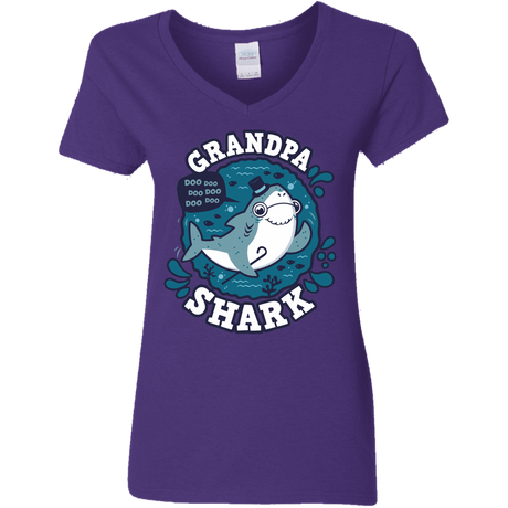 T-Shirts Purple / S Shark Family trazo - Grandpa Women's V-Neck T-Shirt