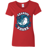 T-Shirts Red / S Shark Family trazo - Grandpa Women's V-Neck T-Shirt