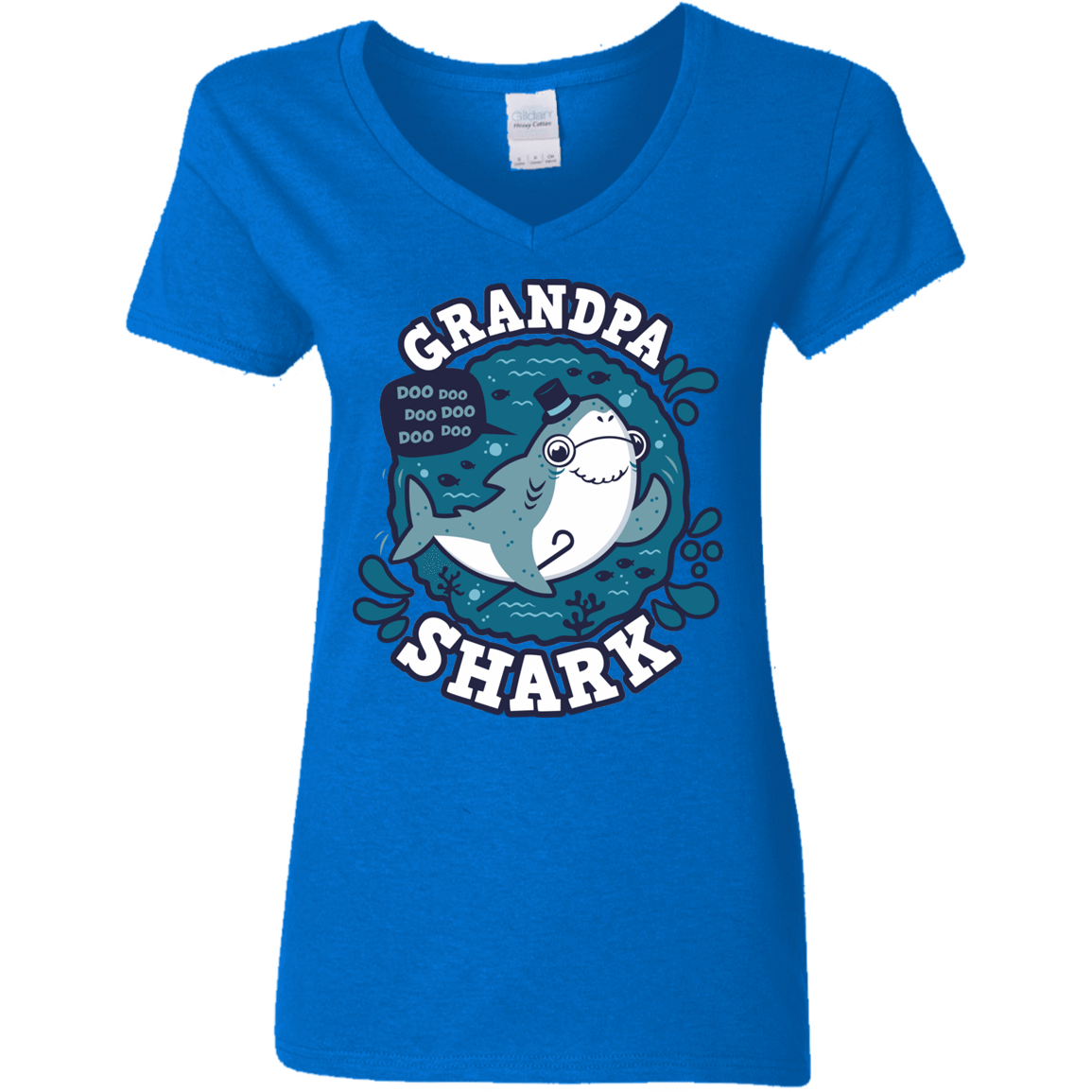 T-Shirts Royal / S Shark Family trazo - Grandpa Women's V-Neck T-Shirt