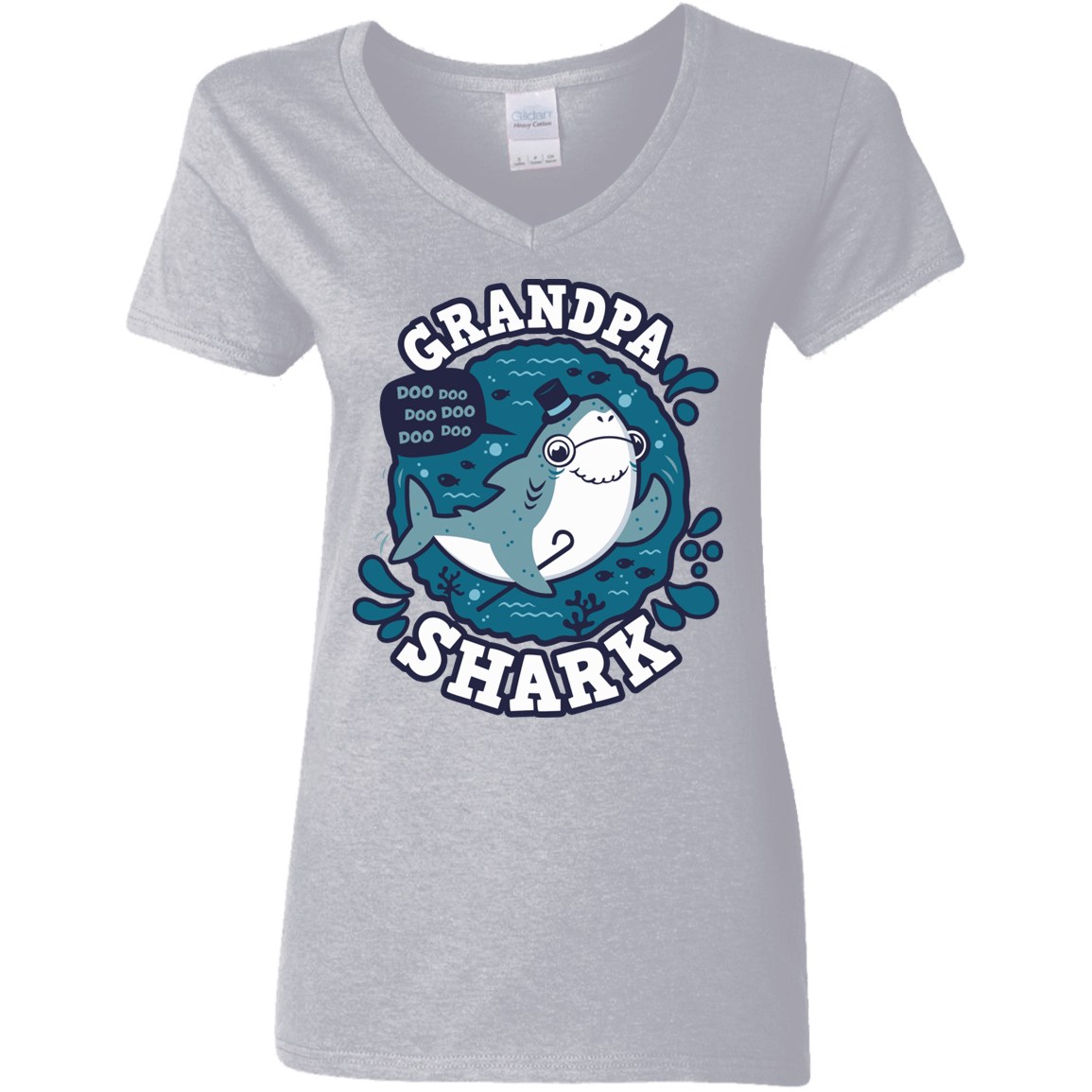 T-Shirts Sport Grey / S Shark Family trazo - Grandpa Women's V-Neck T-Shirt