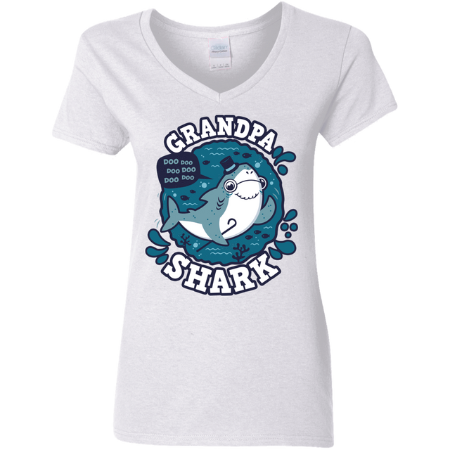 T-Shirts White / S Shark Family trazo - Grandpa Women's V-Neck T-Shirt