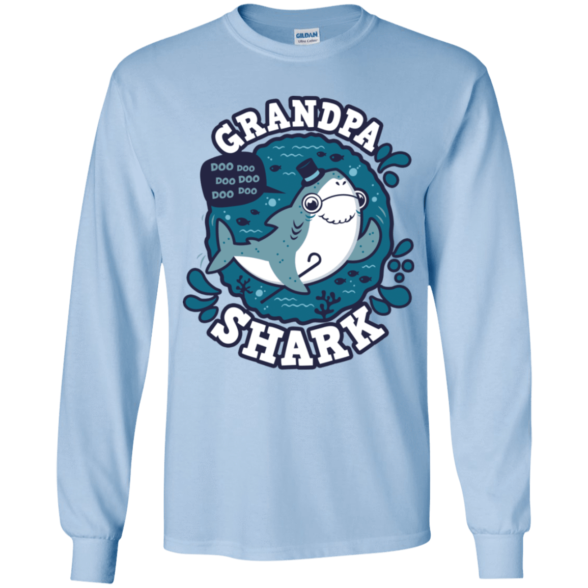 T-Shirts Light Blue / YS Shark Family trazo - Grandpa Youth Long Sleeve T-Shirt
