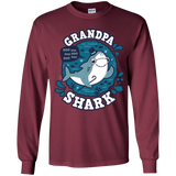 T-Shirts Maroon / YS Shark Family trazo - Grandpa Youth Long Sleeve T-Shirt