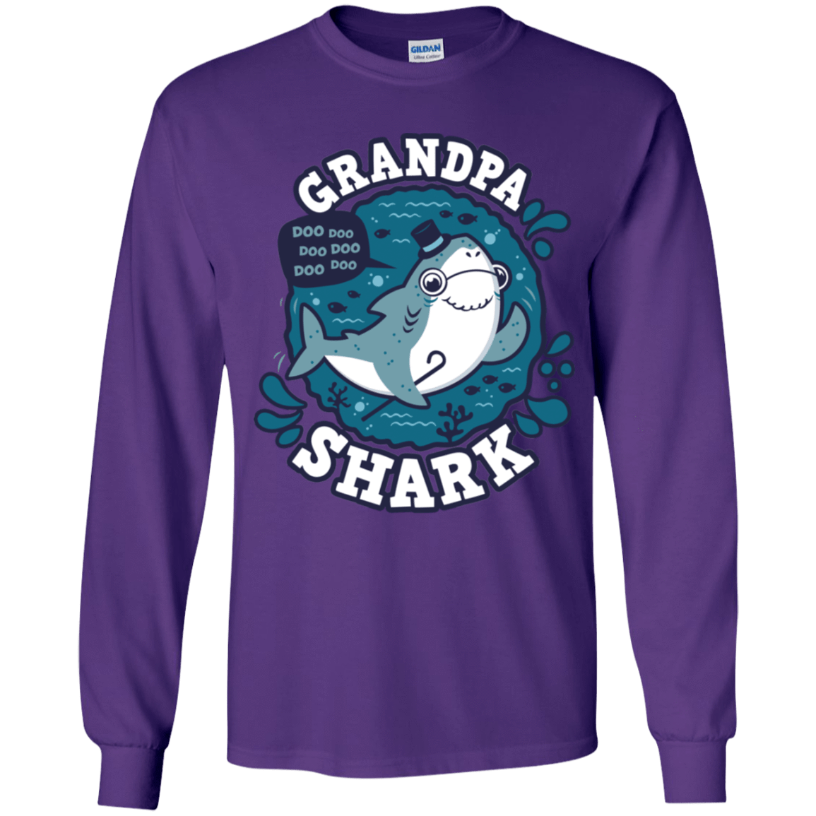 T-Shirts Purple / YS Shark Family trazo - Grandpa Youth Long Sleeve T-Shirt