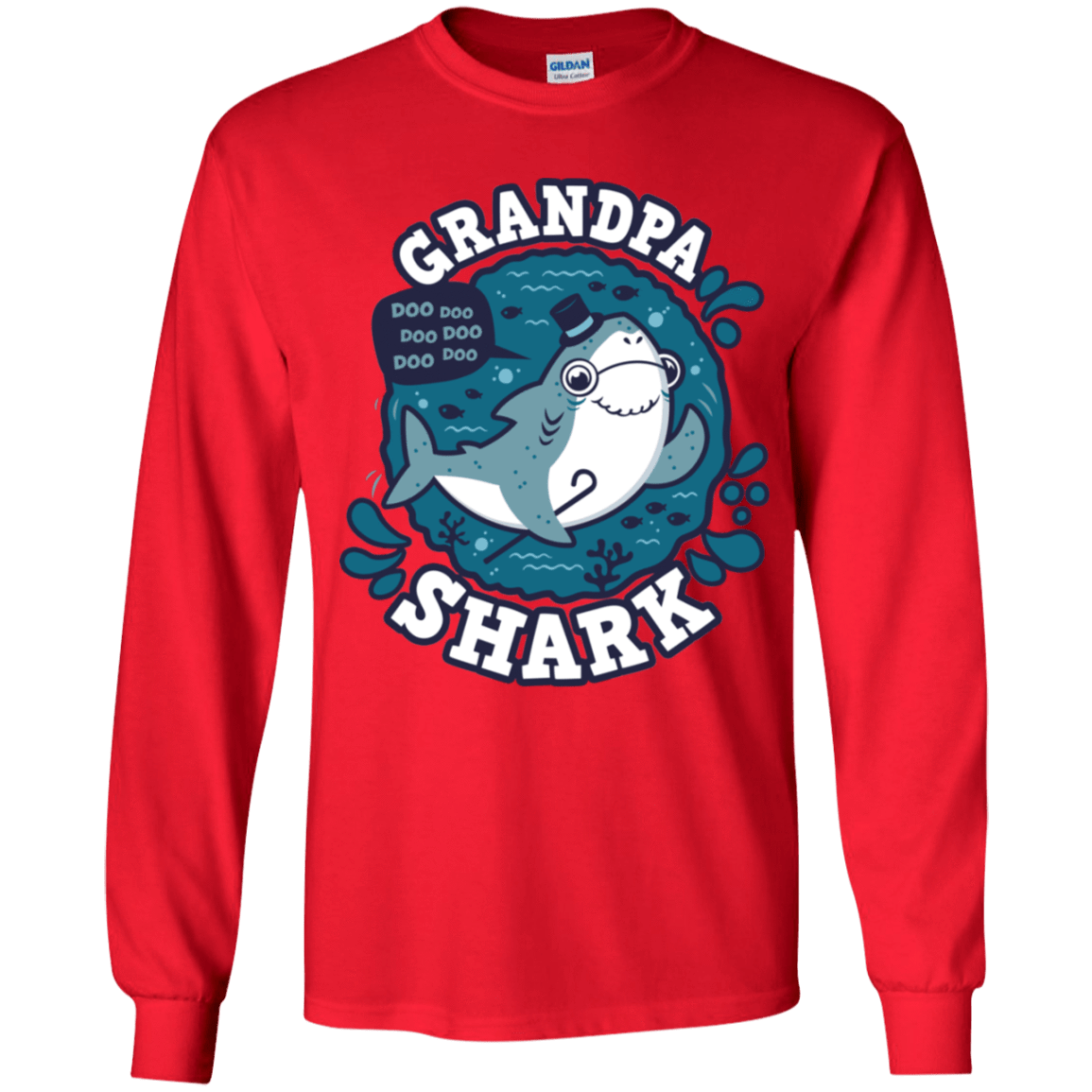 T-Shirts Red / YS Shark Family trazo - Grandpa Youth Long Sleeve T-Shirt
