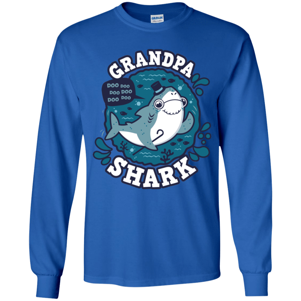 T-Shirts Royal / YS Shark Family trazo - Grandpa Youth Long Sleeve T-Shirt