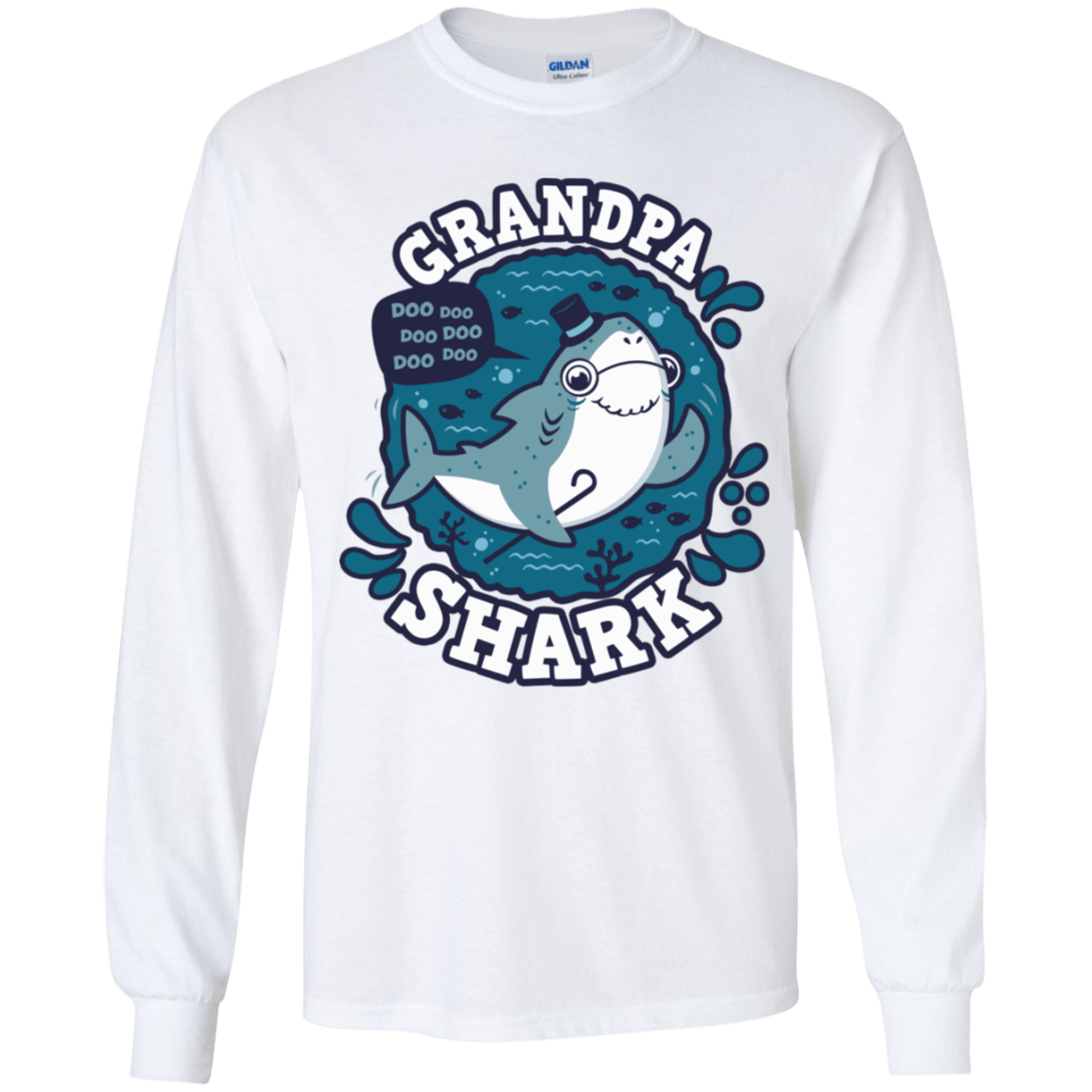 T-Shirts White / YS Shark Family trazo - Grandpa Youth Long Sleeve T-Shirt