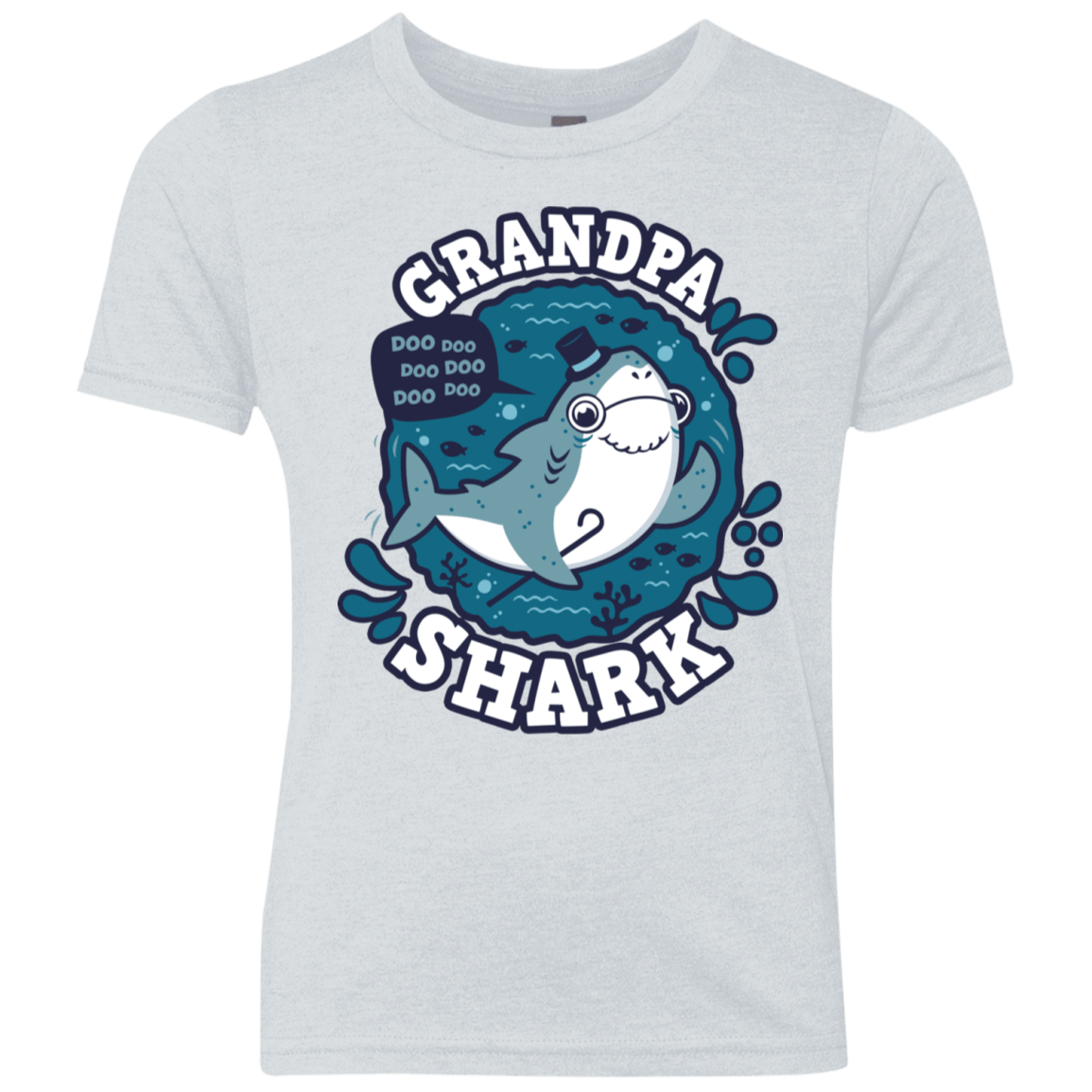 T-Shirts Heather White / YXS Shark Family trazo - Grandpa Youth Triblend T-Shirt