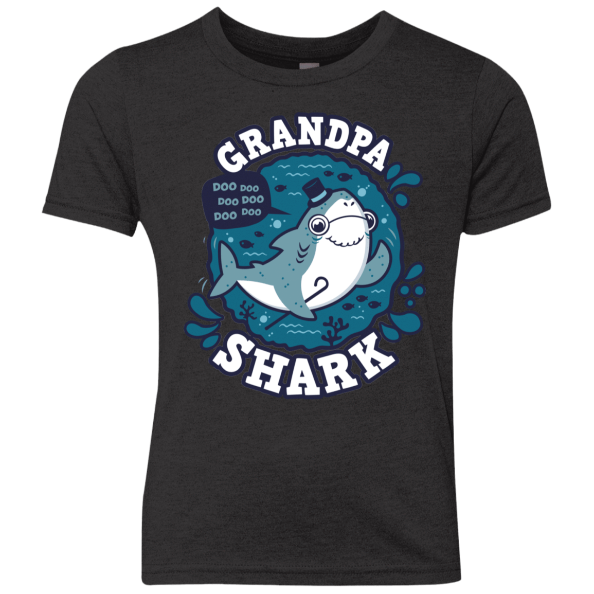 T-Shirts Vintage Black / YXS Shark Family trazo - Grandpa Youth Triblend T-Shirt