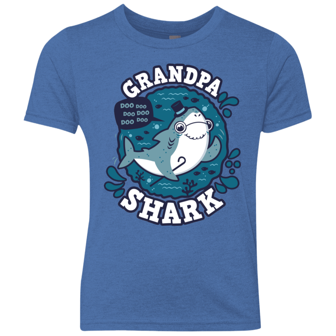 T-Shirts Vintage Royal / YXS Shark Family trazo - Grandpa Youth Triblend T-Shirt