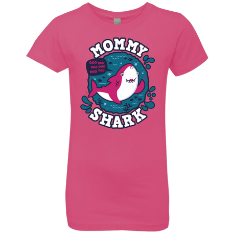 T-Shirts Hot Pink / YXS Shark Family trazo - Mommy Girls Premium T-Shirt