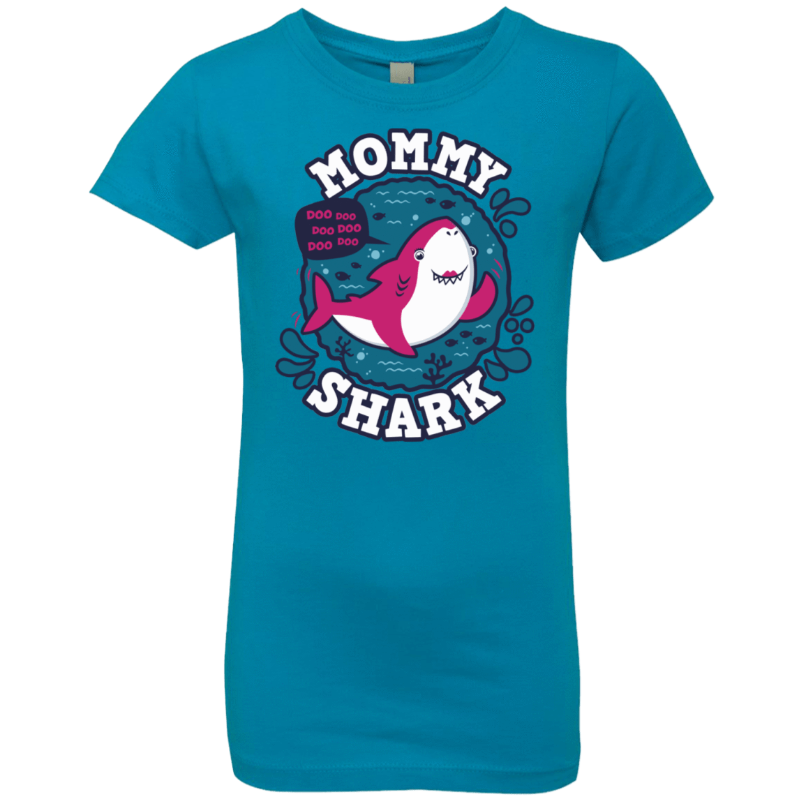 T-Shirts Turquoise / YXS Shark Family trazo - Mommy Girls Premium T-Shirt