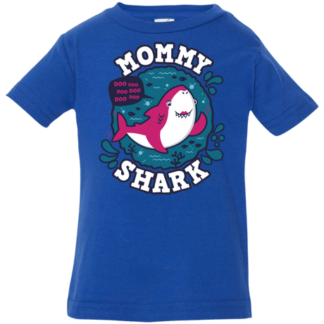 T-Shirts Royal / 6 Months Shark Family trazo - Mommy Infant Premium T-Shirt