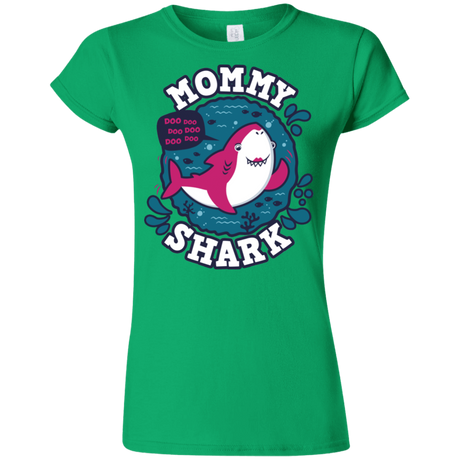 T-Shirts Irish Green / S Shark Family trazo - Mommy Junior Slimmer-Fit T-Shirt