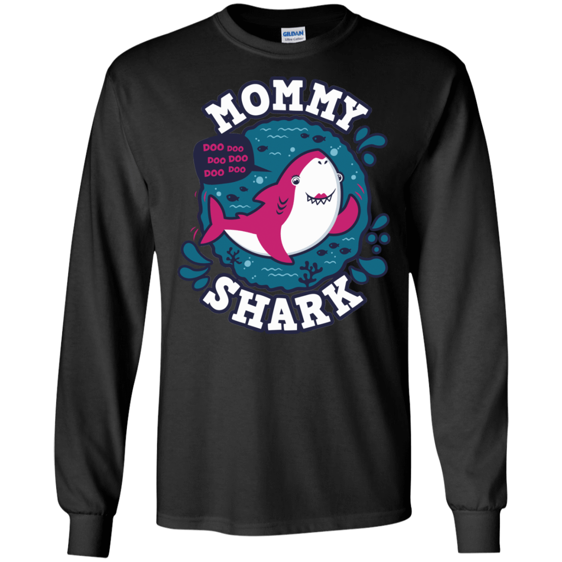 T-Shirts Black / S Shark Family trazo - Mommy Men's Long Sleeve T-Shirt