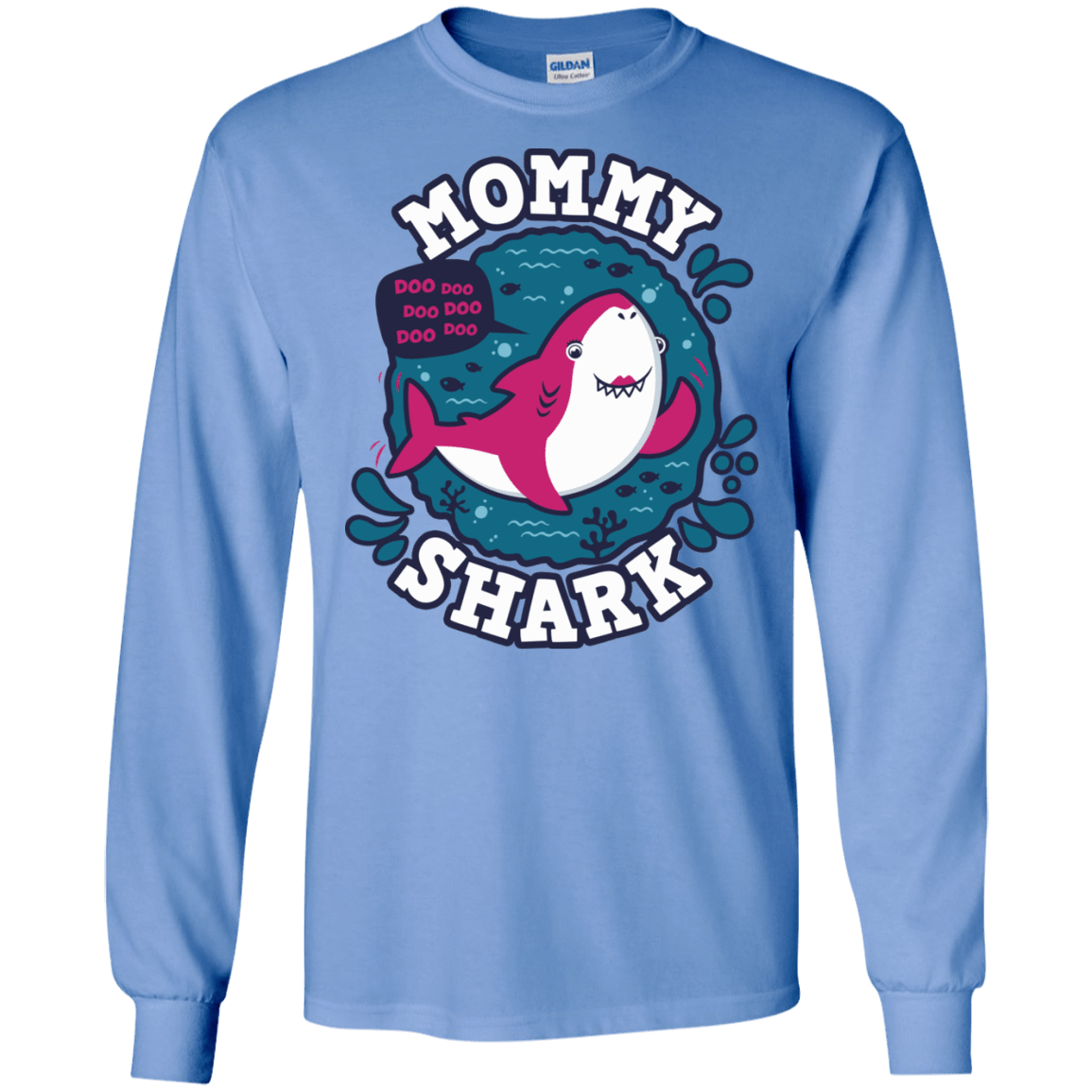 T-Shirts Carolina Blue / S Shark Family trazo - Mommy Men's Long Sleeve T-Shirt