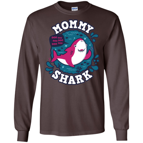 T-Shirts Dark Chocolate / S Shark Family trazo - Mommy Men's Long Sleeve T-Shirt