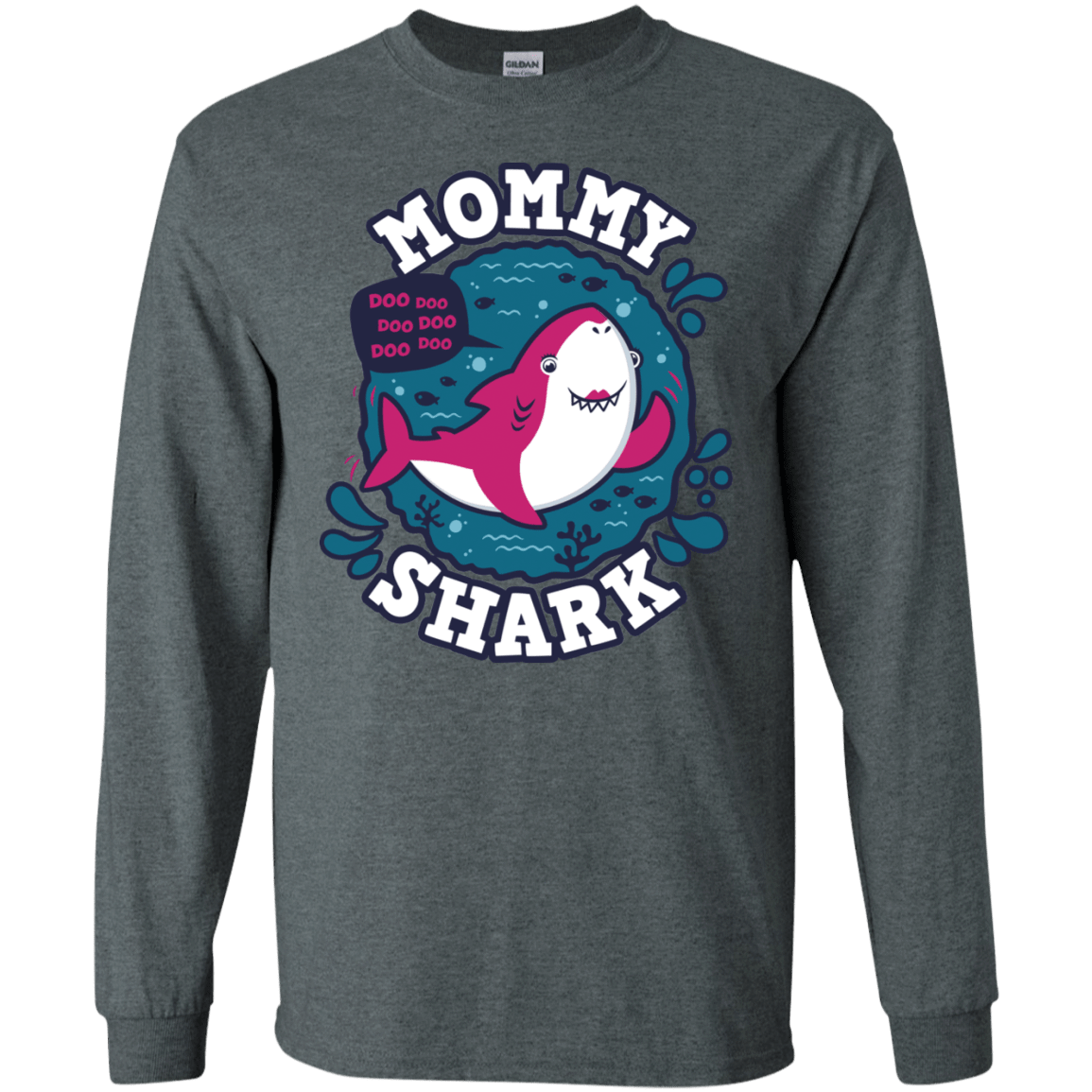 T-Shirts Dark Heather / S Shark Family trazo - Mommy Men's Long Sleeve T-Shirt