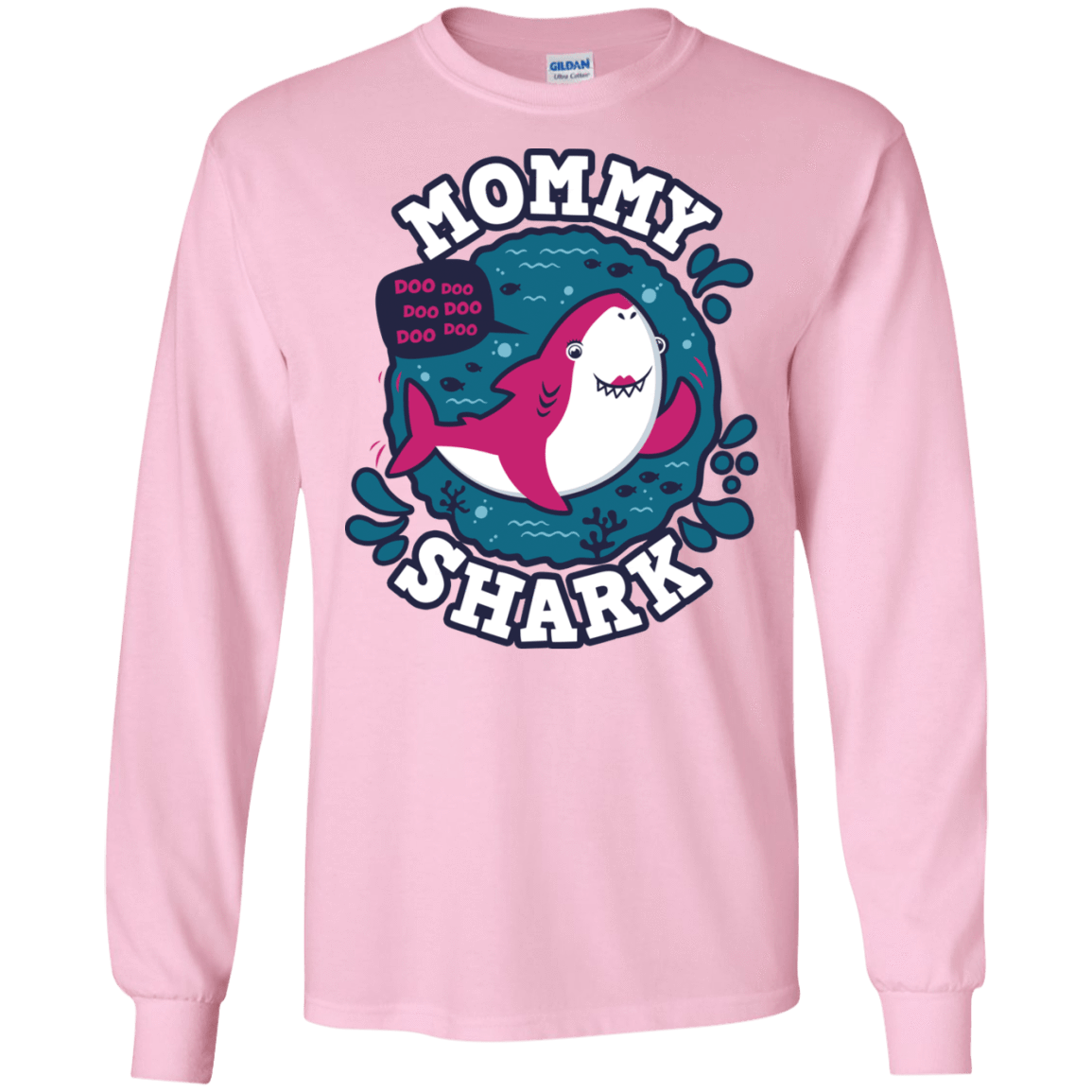 T-Shirts Light Pink / S Shark Family trazo - Mommy Men's Long Sleeve T-Shirt